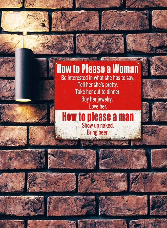 Fmcmly Funny Garage Sign Humor Man Cave Bar Art Decorations, How To Please A Woman And A Man Sign, Vintage Metal Tin Signs Home Kitchen Bedroom Wall Decor 8x12 Inch - Image 5